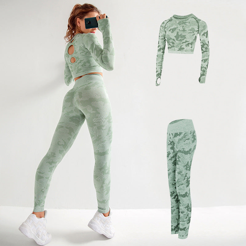 Women's Fashion Camouflage Yoga Clothes Two Piece Set