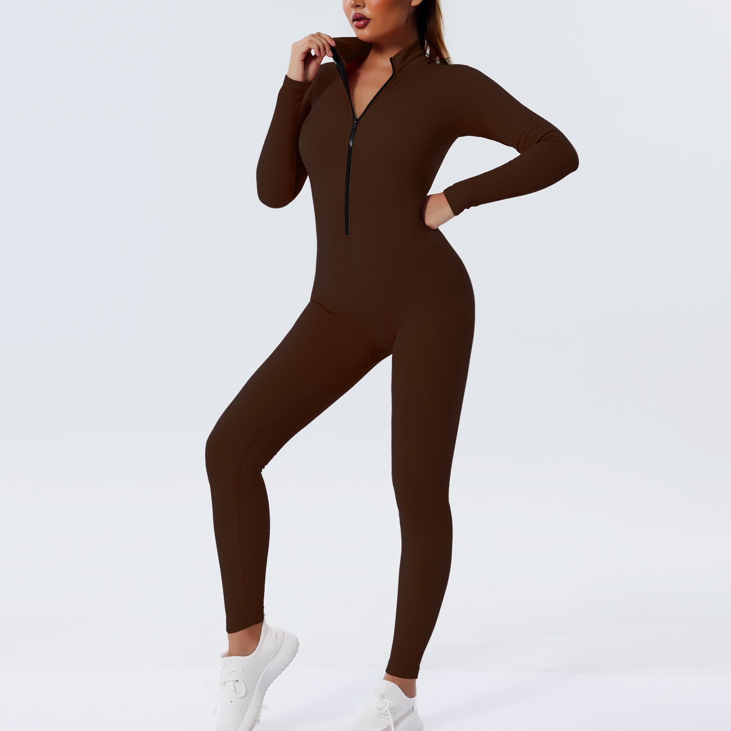 Zipper Thread Yoga Bodysuit Seamless Yoga Clothes